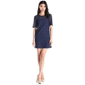 BCBGENERATION Navy Lace Overlay Shift Dress M